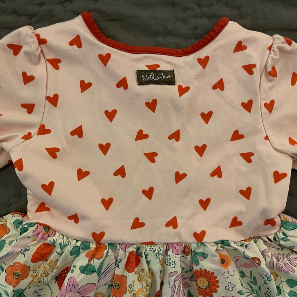 Matilda Jane Heart to Heart Rosebud Floral Lap Dress Sz 4T Cotton Valentines Day - Picture 6 of 8
